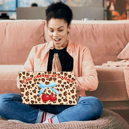 SUPERDANT Cherry Laptop Skin Sticker Decal Leopard Heart Shape Universal Laptops Notebook Skin Sticker for 12 13 13.3 14 15 15.4 15.6 Inches Vinyl Laptop Cover Stickers Notebook Protector