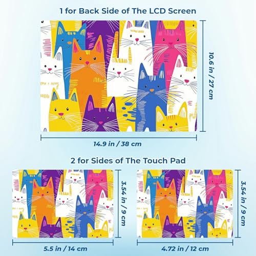 Reusable Universal Laptop Skin Sticker, Cut to Fit for 11.6–15.6 Inch Laptops, Waterproof Protective Film, No-Residue - Colorful Cat Crowd - color: Colorful Cat Crowd
