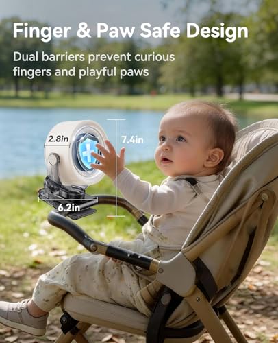 KIMMOO 4000mAh Rechargeable Portable Clip on Fan-100-Speed Touch Control, LED Display, 360° Rotate Quiet Turbo Desk Fan, Small Battery Operated USB Fan for Stroller Bed Travel Camping Golf Gym (White) - color: White