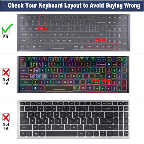 Keyboard Cover for Acer Nitro 5, Nitro 16, Nitro 17, Predator Helios 300 PH315-55/54/53/52 PH317-53/54, Nitro 5 AN515-58/57/56/54/55/45/43/44 AN517-54/53/51/52(Not Fit Nitro V15 V16, PH16-72 PH18-72) - color: TPU