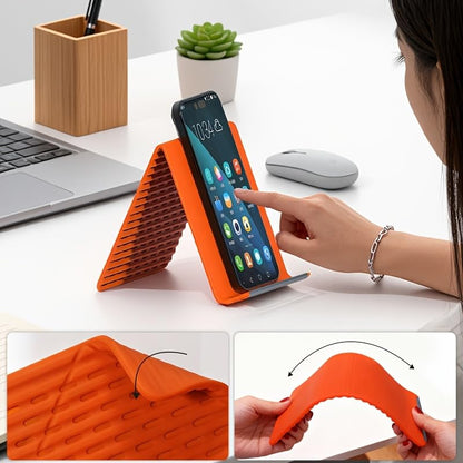 Foldable Stand with Inner Aluminum Sheet, Compatible with Phones, Tablets, and Laptops (Orange) - color: orange
