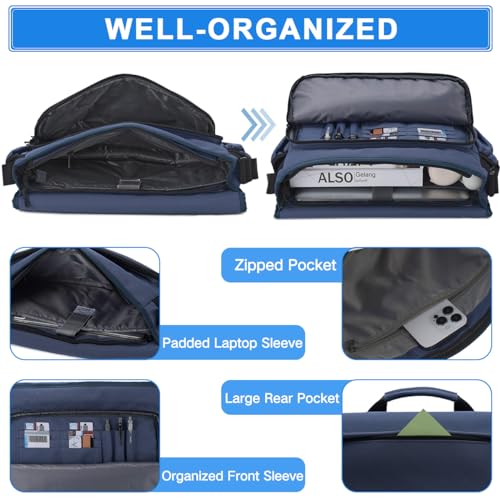 VASCHY Messenger Bag for Men,Water Resistant Casual Satchel Briefcase Fashion Laptop Work Bag Crossbody Shoulder Handbag for Women College Campus Blue - color: Blue