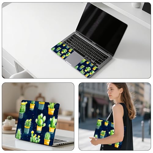 Aesthetic Laptop Skin Sticker, Potted Cacti Pattern Waterproof Vinyl Laptop Decal, Removable Bubble Free, Reusable Protective Cover for 13 14 15 15.6 Inch - color: Potted Cacti Pattern