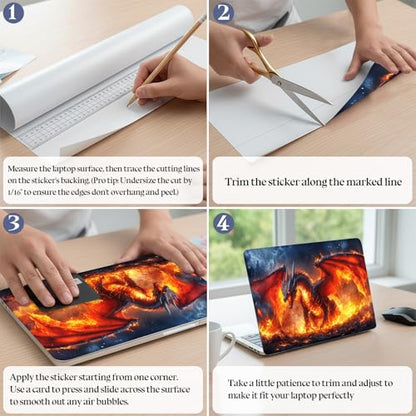 Universal Laptop Skin Sticker Decal,15.6 Inch Laptop Vinyl Cover for 13" 14" 15.6" Laptop,Scratch-Resistant Waterproof Protector Wrap,Reusable with Wrist Pads,Blazing Dragon Ruins - color: Blazing Dragon Ruins