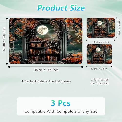 Laptop Skin Sticker Decal 12"-15.6" Universal Laptop/Notebook/Netbook Vinyl - Waterproof Scratch Resistant,Fits HP Dell Lenovo MacBook,2 Free Wrist Pads,Easy Apply & Remove,Retro Bookshelf - color: Retro Bookshelf