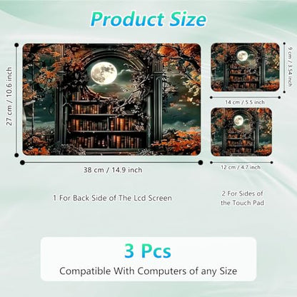 Laptop Skin Sticker Decal 12"-15.6" Universal Laptop/Notebook/Netbook Vinyl - Waterproof Scratch Resistant,Fits HP Dell Lenovo MacBook,2 Free Wrist Pads,Easy Apply & Remove,Retro Bookshelf - color: Retro Bookshelf