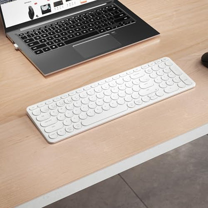 Keychron B4 Pro Ultra-Slim 96% Wireless Keyboard, Bluetooth/2.4 GHz/Wired Connection Keyboard with Numpad, Launcher, Up to 300 Hours Battery Compatible with Mac Windows Linux - Ivory White - color: Ivory White