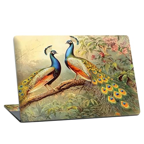 Universal Laptop Skin Sticker with 2 Wrist Pad Skins, Waterproof Scratch Resistant Vinyl Laptop Cover Decal, Cut to Fit for 11–15.6 Inch MacBook HP Dell Lenovo, Peacock - color: Peacock