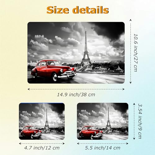Universal Laptop Skin Sticker with 2 Wrist Pad Decals, 3-Piece Removable Vinyl Laptop Cover, Paris Eiffel Tower Waterproof Anti-Scratch, Easy-Trim Fit for 13.3" 14" 15.6" Laptops - color: Paris Eiffel Tower
