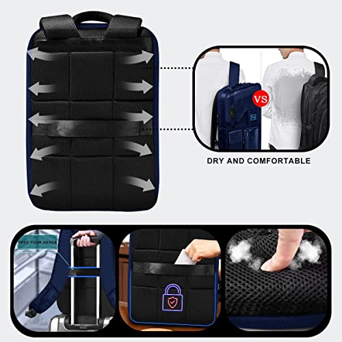 Slim & Expandable Laptop Backpack 15.6 Inch, Computer Rucksack Water Resistant Bag, Anti-Theft Travel Daypack for Men and Women-Blue - color: Blue