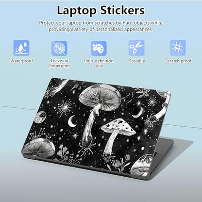 Universal Laptop Skin Sticker with 2 Wrist Pad Skins, Waterproof Scratch Resistant Vinyl Laptop Cover Decal, Cut to Fit for 11–15.6 Inch MacBook HP Dell Lenovo, Mushroms Night - color: Mushroms Night
