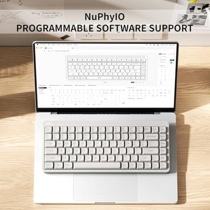 nuphy Node75 Wireless Mechanical Keyboard, 75% Hot Swappable Custom Low Profile Keyboard, 84 Keys Computer Gaming Keyboards, Supports Touch Gestures, PBT Keycaps, RGB Backlit, Bluetooth/2.4GHz/USB-C - color: White, size: Low-Profile Blush Nano Switch
