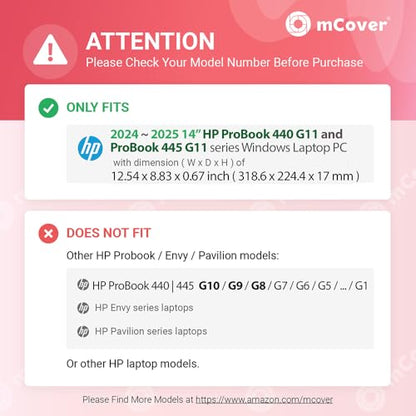 mCover Case ONLY Compatible for 2024 ～ 2025 14-inch HP ProBook 440/445 G11 Series Windows Notebook PC (NOT Fitting Any Other HP Models) - Purple - color: Purple