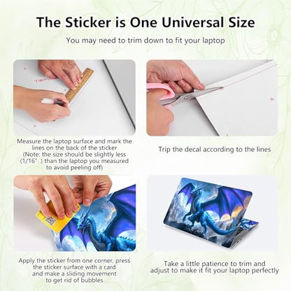 Laptop Skin Sticker Decal, Universal Reusable Vinyl Laptop Cover for 12" 13" 13.3" 14" 15" 15.4" 15.6" Notebook PC, Waterproof Scratch-Resistant with 2 Wrist Pads, Easy to Apply & Remove,H Dragon - color: H Dragon