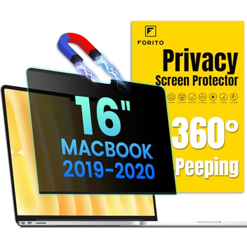 F FORITO Magnetic Privacy Screen Protector Compatible with MacBook Pro 16 inch (2019-2020, A2141), Removable 360° Anti Peeping Anti Blue Light Anti Glare Laptop Privacy Shield - size: for Mac Pro 16.1" (A2141,2019-2020)