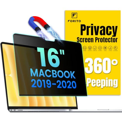 F FORITO Magnetic Privacy Screen Protector Compatible with MacBook Pro 16 inch (2019-2020, A2141), Removable 360° Anti Peeping Anti Blue Light Anti Glare Laptop Privacy Shield - size: for Mac Pro 16.1" (A2141,2019-2020)