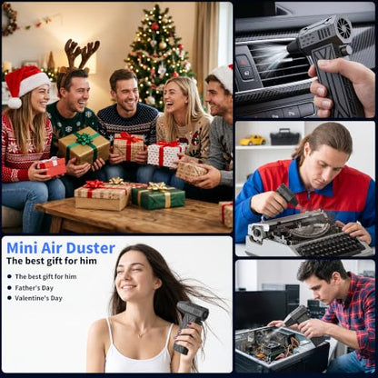 Compressed Air Duster 130000RPM Brushless, Rechargeable Cordless Electric Air Blower, Infinite Variable Speed Dust Remover Cleaner for Computer Keyboard Laptop, Home Car Outdoor Use, Black