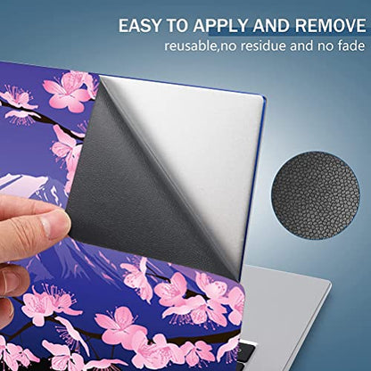 Laptop Skin Sticker Decal,13.3 14 15 15.4 15.6 inch Laptop Universal Vinyl Skin Sticker Cover,Dustproof Waterproof Reusable Art Decal Protector with Free 2 Wrist Pads (Mount Fuji and Cherry Blossoms) - color: Mount Fuji and cherry blossoms