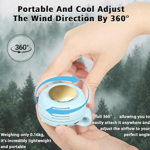 Portable Clip-On Fan, Mini USB Rechargeable 360° Rotatable Fan, Personal Fan 3-Speed Silent Mini Bladeless Fans (1pack（Blue) - color: 1pack（Blue)