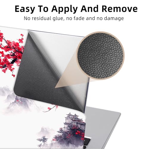 Aesthetic Laptop Skin Cover,12-15.6 Inch Universal Vinyl Sticker Decal,Waterproof Scratch-Resistant Notebook Wrap,Removable Residue-Free Protector,Cherry Blossom Mountain Landscape - color: Cherry Blossom Mountain Landscape