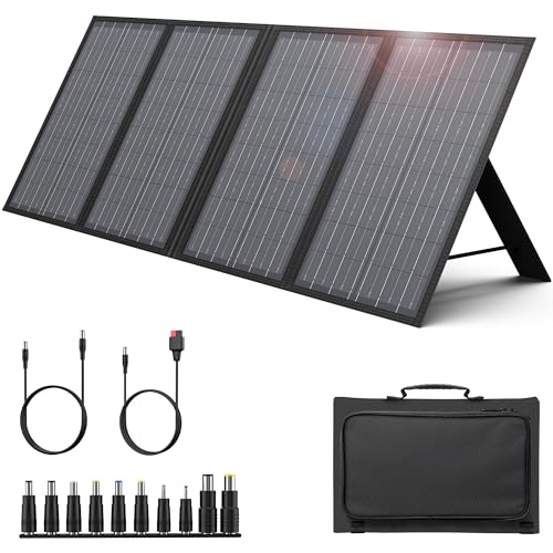 EnginStar Portable Power Station, 300W 296Wh Battery Bank with 110V Pure Sine Wave, 60W Foldable Solar Panel with 18V DC Outlet for Portable Power Stations
