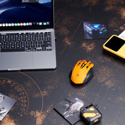 Uineer Bluetooth Mouse, Tri-Mode Wireless, Rechargeable, 3-Device Switch | Dual Bluetooth plus 2.4G connectivity, 3-device switching and a visible rechargeable battery level. - color: Yellow Black