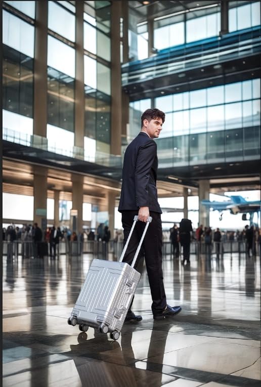 All Aluminum 20'' Luggage with Removable Spinner Wheels,Provide Spare Wheels.Carry on Luggage 22 x 14 x 9 Airline Approved Lightweight Metal Hard Shell Zipperless Suitcase - color: silvery, size: 20 inch