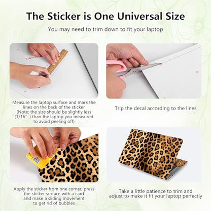 Laptop Skin Sticker Decal, Universal Reusable Vinyl Laptop Cover for 12" 13" 13.3" 14" 15" 15.4" 15.6" Notebook PC, Reusable Waterproof Scratch-Resistant with 2 Wrist Pads,Leopard Prints - color: Leopard Prints