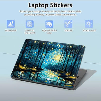 Universal Laptop Skin Sticker with 2 Wrist Pad Skins, Waterproof Scratch Resistant Vinyl Laptop Cover Decal, Cut to Fit for 11–15.6 Inch MacBook HP Dell Lenovo, Dreamy Starry Night - color: Dreamy Starry Night