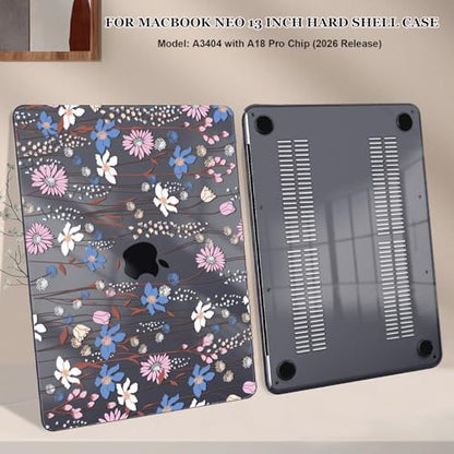 Compatible with MacBook Neo 13 inch Case 2026 (Model A3404), Printed Pattern Hard Shell Laptop Case with Keyboard Cover & Screen Film, Slim Plastic Protective Cover, Flower238 - color: Flower238