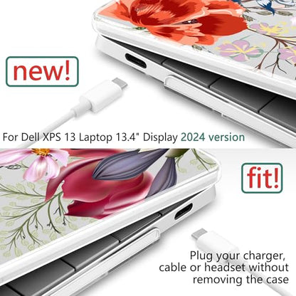 Batianda Cute Whimsical Wildflower Case for Dell XPS 13 Laptop 2024 2025 | Fits Model 9340/9345/9350 13.4" Display, Lightweight Slim Hard Shell Protection for Women and Garden Lovers - color: Flower field