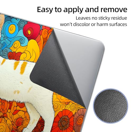 Universal Laptop Skin Sticker Decal, 12"-15.6" Aesthetic Vinyl Wrap, White Cat Psychedelic Swirls Waterproof Notebook Cover Art Protector for MacBook HP Dell Lenovo, Fits 13" 14" 15" 15.6" - color: White Cat Psychedelic Swirls