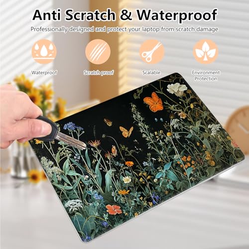 Laptop Skin Sticker Decal 15.6 Inch,12 13 13.3 14 15 15.6 in Laptop Netbook Skins for Notebook,Art Decal Removable Waterproof Scratch Resistant,Universal Vinyl Cover,Floral Plant Butterfly - color: Floral Plant Butterfly
