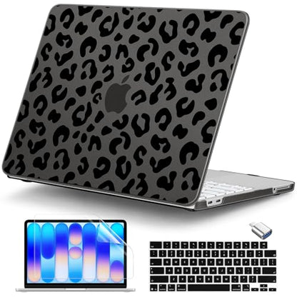 for MacBook Neo 13 inch Case 2026 (Model A3404), Artistic Leopard Pattern Ultra Slim Frosted Matte Hard Shell, Anti-Scratch & Fingerprint Resistant Cover, Leopard Black - color: Leopard Black