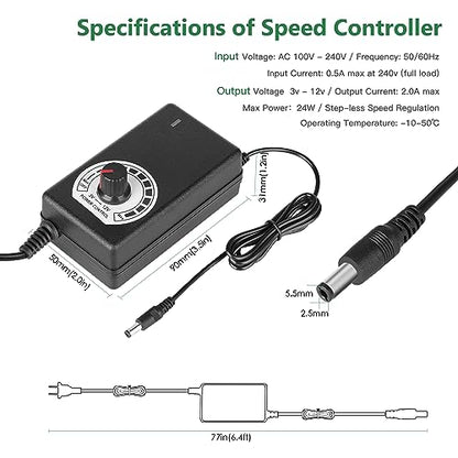 2 x 120mm 240mm Computer Fan with AC Plug, 110V - 240V AC Powered Fan with Variable Speed Controller for Receiver Cabinet Chassis Machine Server Workstation Cooling - size: 9.5x4.7x1.0in