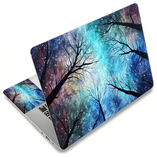 Laptop Skin Sticker Decal, Universal Reusable Vinyl Laptop Cover for 12" 13" 13.3" 14" 15" 15.4" 15.6" Notebook PC, Reusable Waterproof Scratch-Resistant with 2 Wrist Pads,Galaxy Art Forest - color: Galaxy Art Forest