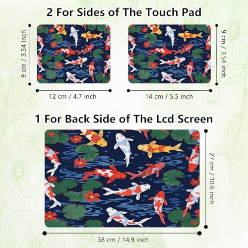 Laptop Skin Sticker Decal, Universal Reusable Vinyl Laptop Cover for 12" 13" 13.3" 14" 15" 15.4" 15.6" Notebook PC, Reusable Waterproof Scratch-Resistant with 2 Wrist Pads,Cute Koi Fishes - color: Cute Koi Fishes