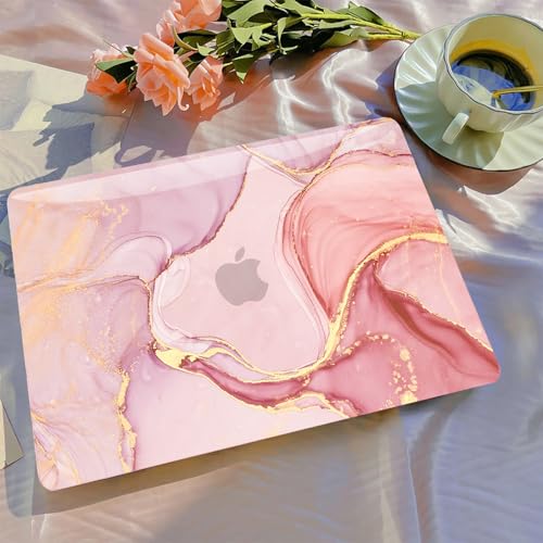 B BELK Compatible with MacBook Air 13 inch Case 2021 2020 2019 2018 M1 Chip | A2337 A2179 A1932, Plastic Laptop Hard Shell for MacBook Air 13.3 inch Case & Keyboard Cover & Screen Protector, Pink Marble - color: Pink Gold Marble