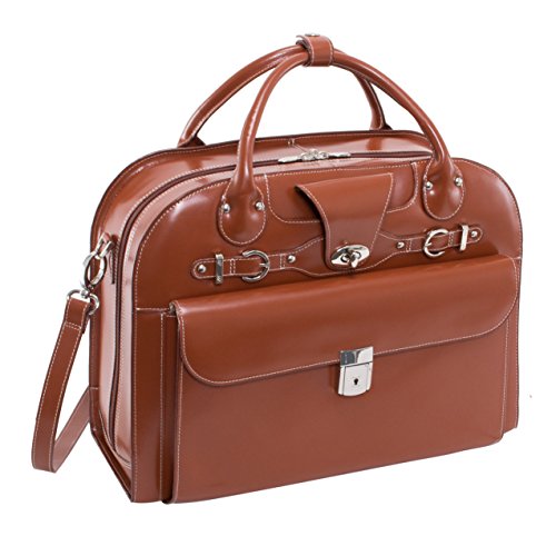 McKlein ROSEVILLE,15" Leather Detachable -Wheeled Ladies' Laptop/Computer & Tablet Business Briefcase Bag/Women's Rolling Overnight Travel Bag, Removable trolley case - color: Brown