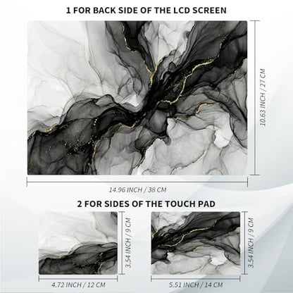 Universal Laptop Skin, DIY Cut-to-Fit Vinyl Cover Compatible with HP, Dell, Lenovo, Mac (13.3" to 15.6"), Anti-Scratch, No Residue & Bubble-Free Protective Decal Sticker, Black Gold Marble - color: Black Gold Marble
