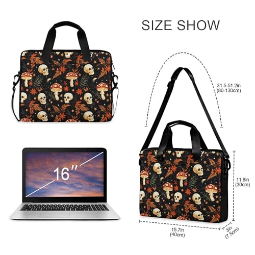 MNSRUU Laptop Bag for 15.6 inch Black Gothic Bats - color: Skull I13413