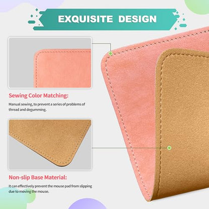 PU Leather Mouse Pad With Stitched Edge, Micro-Fiber Base, Non-Slip Waterproof for Computers, Laptop, 8x11 Inch (Pink) - color: Pink, size: 8L x 11W inches