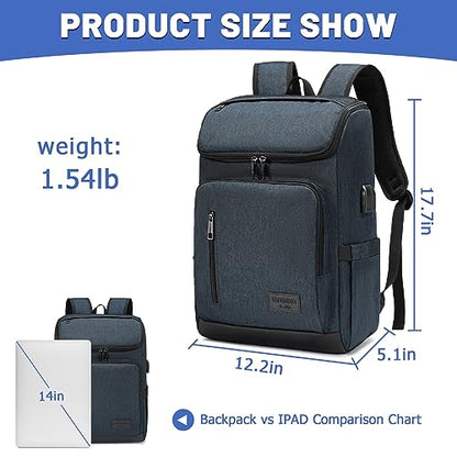 YALUNDISI Laptop Backpacks Travel Backpack Carry On Backpack Casual Daypack with USB Charging Port for Men Women Blue - color: Blue