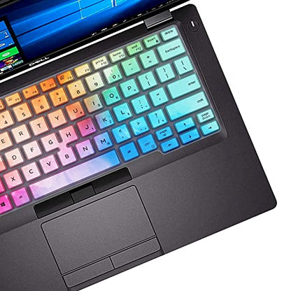 Keyboard Cover for Dell Latitude 5400 5401 5411 7400 14 Inch with Pointing Laptop, Dell Latitude 14 US Layout Keyboard Protective Cover Skin-Colorful - color: Colorful