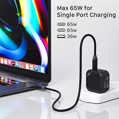 GaNHub 65W GaN USB C Charger 3-Port, PPS PD Fast Charger Foldable Wall Charger for MacBook Pro/Air, iPad Pro, iPhone 16/15 Pro Max, Galaxy S24/S23, Pixel, Steam Deck and More