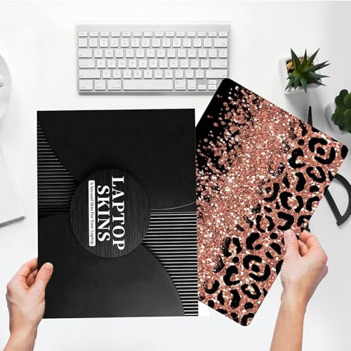 Universal Laptop Skin Sticker with 2 Wrist Pad Skins, Waterproof Scratch Resistant Vinyl Laptop Cover Decal, Cut to Fit for 11–15.6 Inch MacBook HP Dell Lenovo, Glitter Leopards - color: Glitter Leopards
