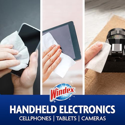 Windex Electronic Cleaning Wipes, Pre-Moistened Screen Wipes for TVs, Phones, and Other Electronics, Resealable for a Freshness Lock, 25 Count (Pack of 3) - size: 25 Count (Pack of 3)