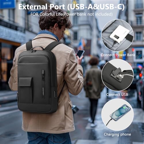 Slim Laptop Backpack for Men, Business Backpack with USB Charging Port | 15.6 Inch Lightweight Travel Backpack, Water Resistant Small Computer Bag for Work Office College
