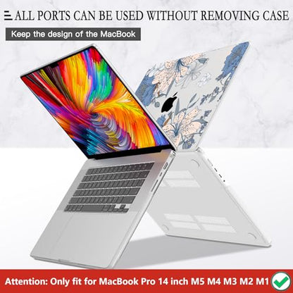CISSOOK Compatible with MacBook Pro 14 inch Case M5 M4 M3 M2 M1 2026-2021 | A3434 A3427 A3426 A3112 A3185 A3401 A2918 A2992, 5in1 Set Anti-Scratch Hard Shell Case Keyboard Cover, Floral with Lilies - color: Floral with lilies