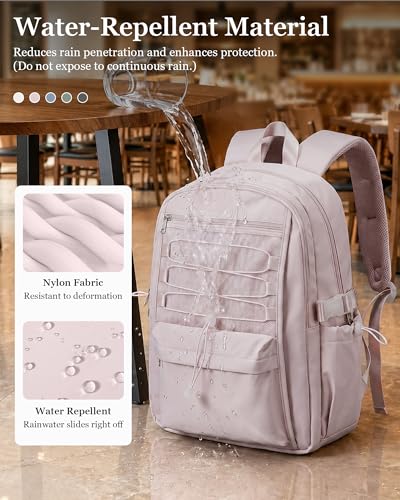 suwasp College Backpack for Women, Waterproof Laptop Backpack Fits 15.6 Inch Laptop, School Bookbag with Water Bottle Pocket, Anti Theft Work Backpack for College, Travel, Commuter, - color: Light Purple